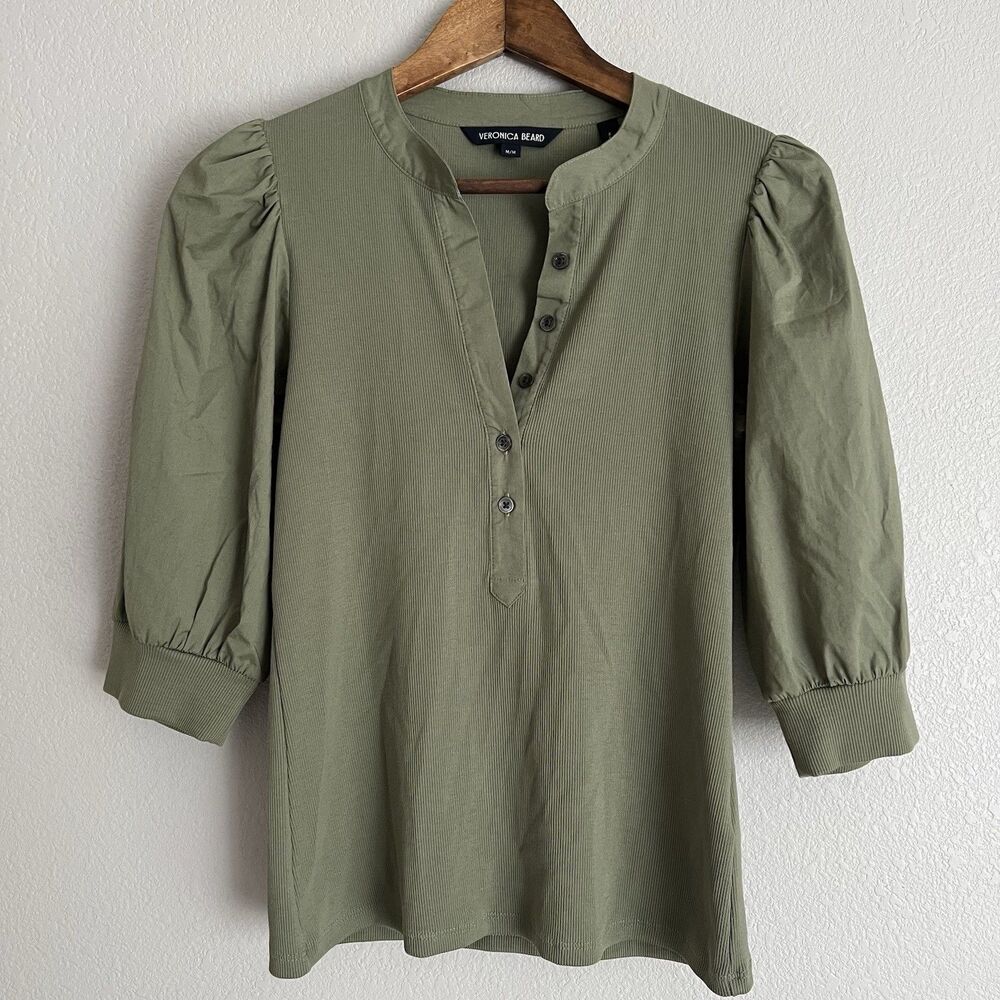 Veronica Beard Women's Size M Coralee Top Sage Green